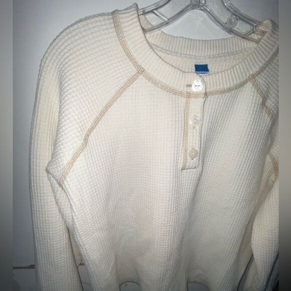 COPY - Old Navy plush White Waffle Knit Sweater Women’s Size Large - Picture 1 of 5